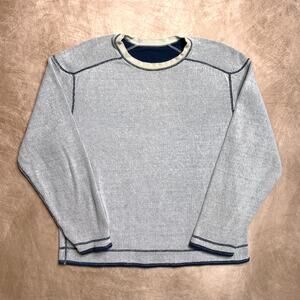 Vintage Y2K Relax Gray Waffle Knit Long Sleeve Shirt Deconstructed Inside Out